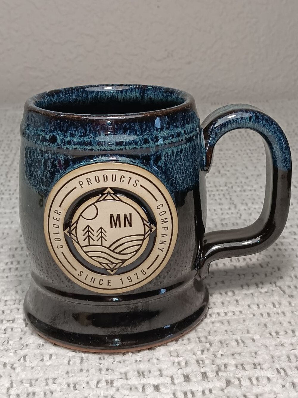 Sunset Hill Stoneware drip glaze heavy coffee mug MADE IN USA
